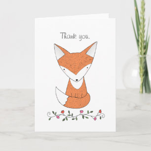 Fox Carte de remerciements mignonne Fox bois Merci