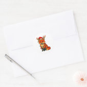 Fox Christmas Lights Xmas  Ronde Sticker (Envelop)
