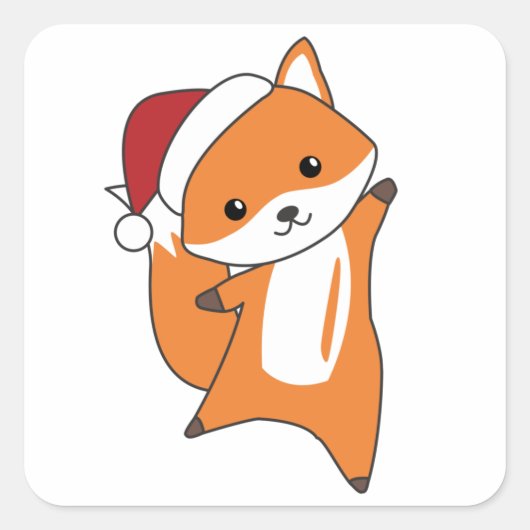 Fox Christmas Snow Winter Animals Vierkante Sticker (Voorkant)