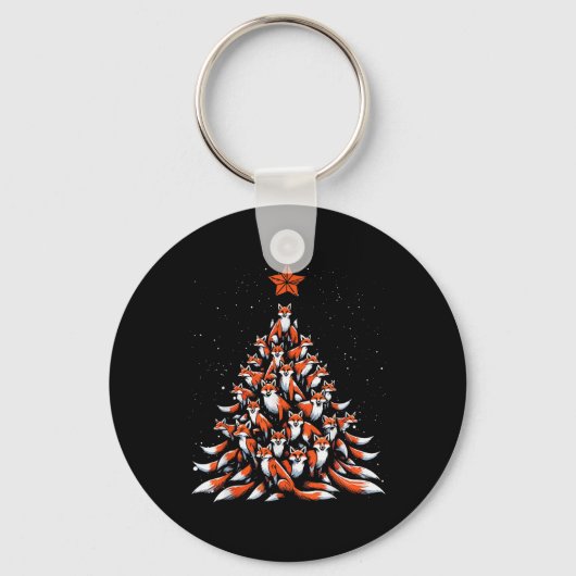 Fox Christmas Tree Fox Xmas Tree Dames & Kamp; Jon Sleutelhanger (Voorkant)