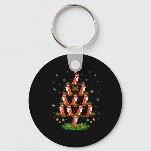 Fox Christmas Tree Funny Xmas Lover  Sleutelhanger (Voorkant)