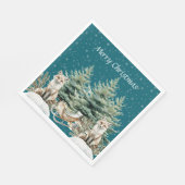 Fox Christmas Tree Sleigh Snowflakes Servet (Hoek)