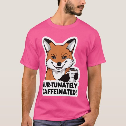Fox Coffee Lover Cafeïne Fox Mok Coffee T-shirt (Voorkant)