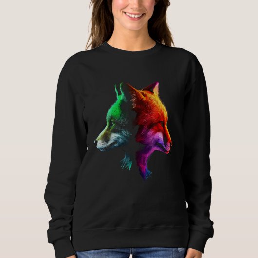 Fox Colourful Fantasy Animal Fox Trui (Voorkant)