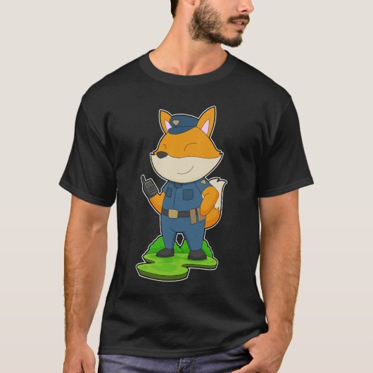 Fox Cop Microfoon Politie T-shirt (Voorkant)