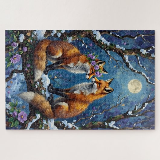 Fox Couple Affectionate Intertwined Tails Legpuzzel (Horizontaal)