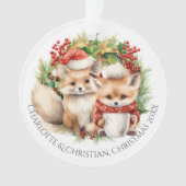 Fox Couple hiver Wreath Noël Personnalisé (devant)