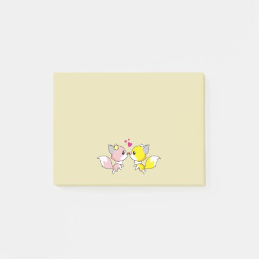 Fox Couple Kust met Little Hearts Overhead Post-it® Notes (Voorkant)