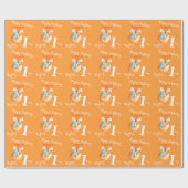 Fox cub art age and name 1st verjaardagscrap cadeaupapier (Vlak)