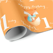 Fox cub art age and name 1st verjaardagscrap cadeaupapier (Rol Hoek)