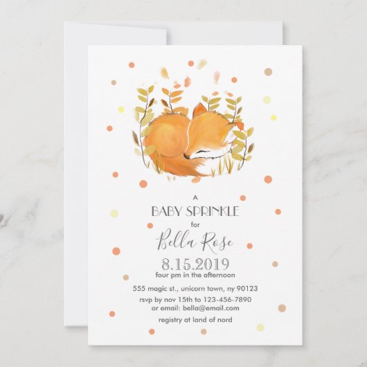 Fox Cub Baby Sprinkle Invitations (Devant)