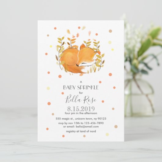 Fox Cub Baby Sprinkle Invitations (Debout devant)