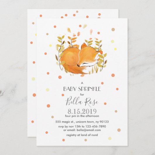 Fox Cub Baby Sprinkle Invitations (Devant / Derrière)