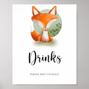 Fox Cub - Drinken helpen jezelf Poster