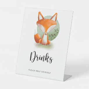 Fox Cub - Drinken helpen jezelf Reclamebord Met Voetstuk