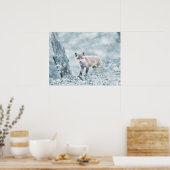 Fox Cub in de sneeuw Poster (Keuken)