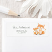 Fox cub Retourner l'adresse Étiquettes Baby shower (En situation)
