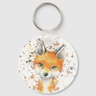 Fox cub waterverf hoge topjes gelmuis mat voetba sleutelhanger