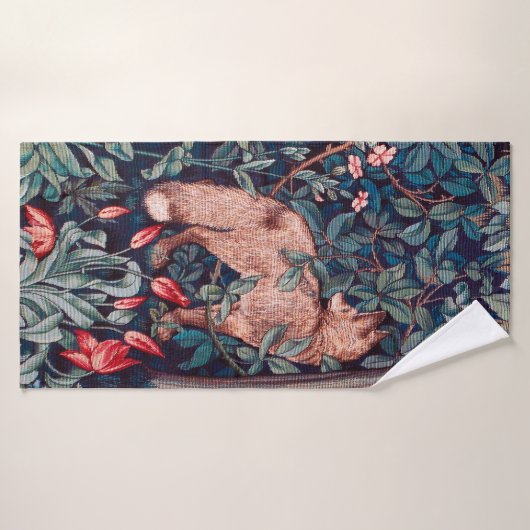 Fox dans la forêt, William Morris (Serviette de bain)