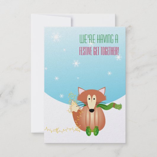 Fox dans Mittens Invitation (Devant)