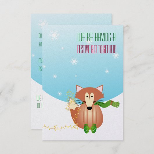 Fox dans Mittens Invitation (Devant / Derrière)