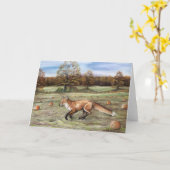 Fox dans une carte de voeux d'art de correction de (Fleur jaune)