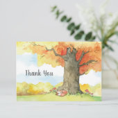 Fox de sommeil sous un carte de remerciements (Debout devant)