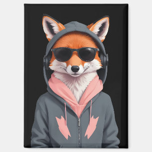 Fox Dearing Hoodie Grappig Cool Animal Character A Magneet