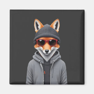 Fox Dearing Hoodie Grappig Cool Animal Character A Magneet