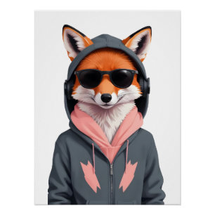 Fox Dearing Hoodie Grappig Cool Animal Character A Perfect Poster