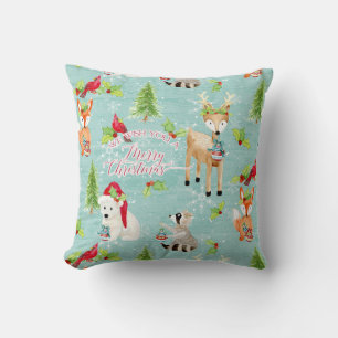 Fox Deer Beer Bird Nordic Merry Kerstwood Art Kussen