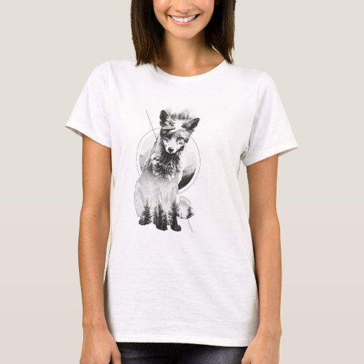 Fox Design Double Exposed T-shirt (Voorkant)