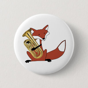 Fox die de euphonium afspeelt ronde button 5,7 cm