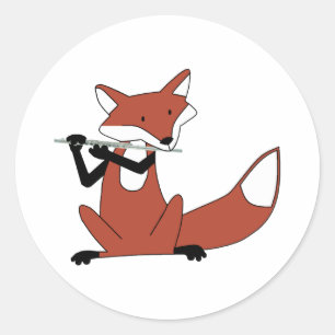 Fox die de Flute afspeelt Ronde Sticker