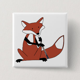 Fox die de Oboe speelt Vierkante Button 5,1 Cm