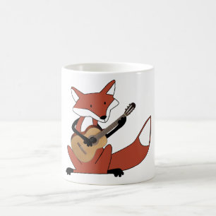 Fox die gitaar speelt koffiemok