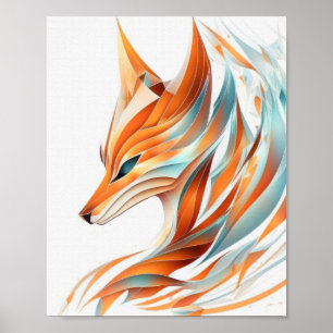 Fox Dierenportret Natuur Wildlife Painting Poster