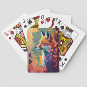 Fox Dierenportret Schilderij Wildlife Outdoors Art Pokerkaarten