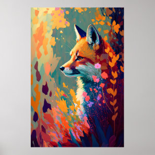 Fox Dierenportret Schilderij Wildlife Outdoors Art Poster