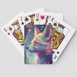 Fox Dierlijk Portret Schilderij Donker Karakter Sp Pokerkaarten