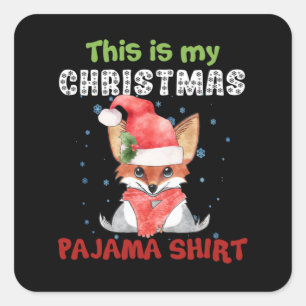 Fox Dit is mijn kerstpajama Shirt T-Shirt Fox Vierkante Sticker