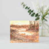 Fox door het veld briefkaart (Staand voorkant)
