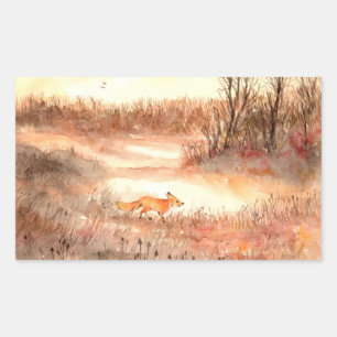 Fox door het veld rechthoekige sticker