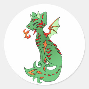 Fox Dragon Ronde Sticker