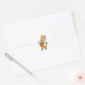 Fox Drink met Bubble Tea Ronde Sticker (Envelop)
