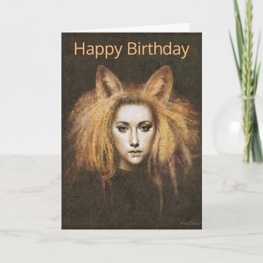 Fox Ears Girl Birthday Card Kaart (Voorkant)