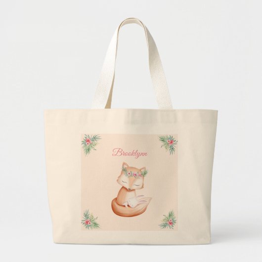 Fox en Baby Bunny Rabbit Snuggling samen Grote Tote Bag (Voorkant)