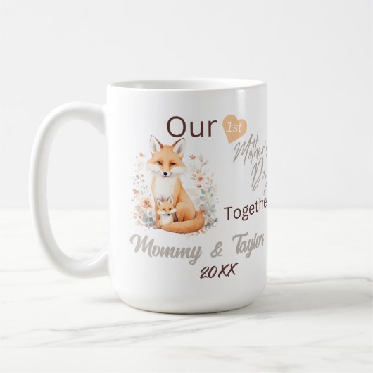 Fox en baby, onze eerste Moederdag Samen Koffiemok (Links)