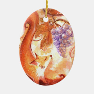 Fox en druiven keramisch ornament