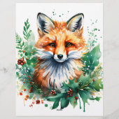 Fox en Holly met rode bessen Briefhoofd (Achterkant)